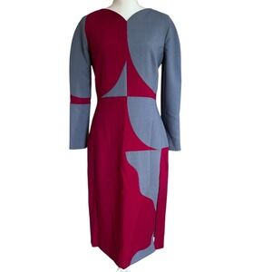 ANTONIO BERARDI Colorblock Dress‎ Burgundy Gray Silk Lined Italy Size 44
